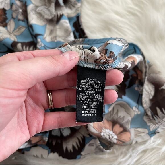 Anthropologie Sanctuary Floral Blue & Brown Button Down Blouse S - Picture 7 of 7